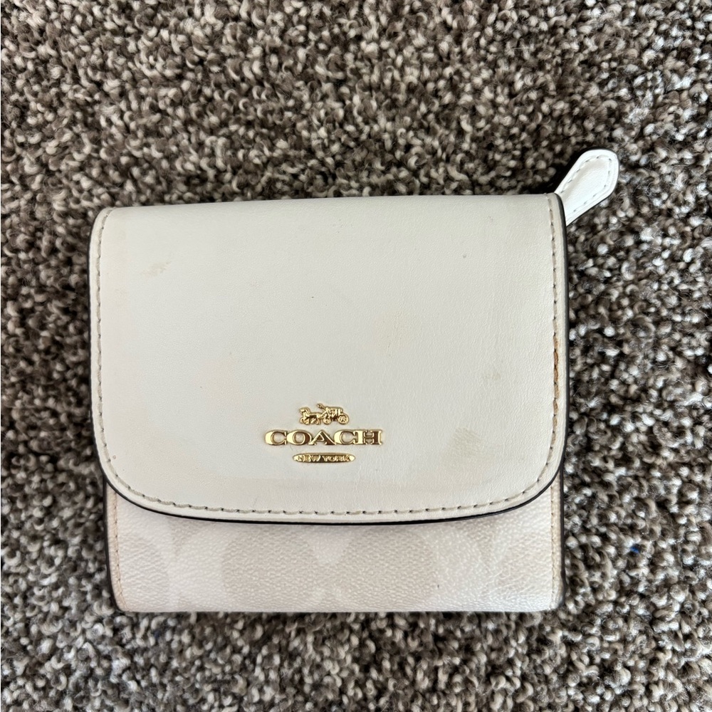 Coach Cream and Tan Women's Wallet